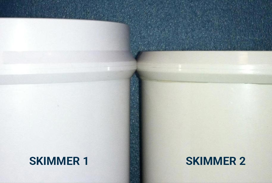 two swimming pool skimmers